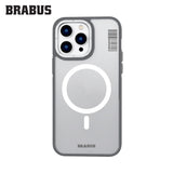 BRABUS iPhone 15 Pro MagSafe-Compatible Çift Yan Katman Korumalı Frosted Soft Edges Screw Silicone Case · 2
