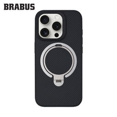 BRABUS iPhone 15 Pro Max MagSafe-Compatible Carbon Fiber-Covered Metal Stand Anti-Shock Urban Silicone Case · 1