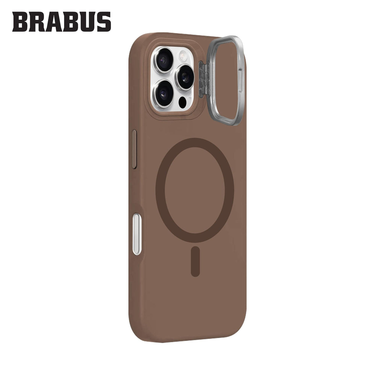 BRABUS iPhone 15 Pro Max MagSafe-Compatible Metal Kamera Stand Velvet-Lined Silinebilir Matte Soft Jel Work Silicone Case · 4