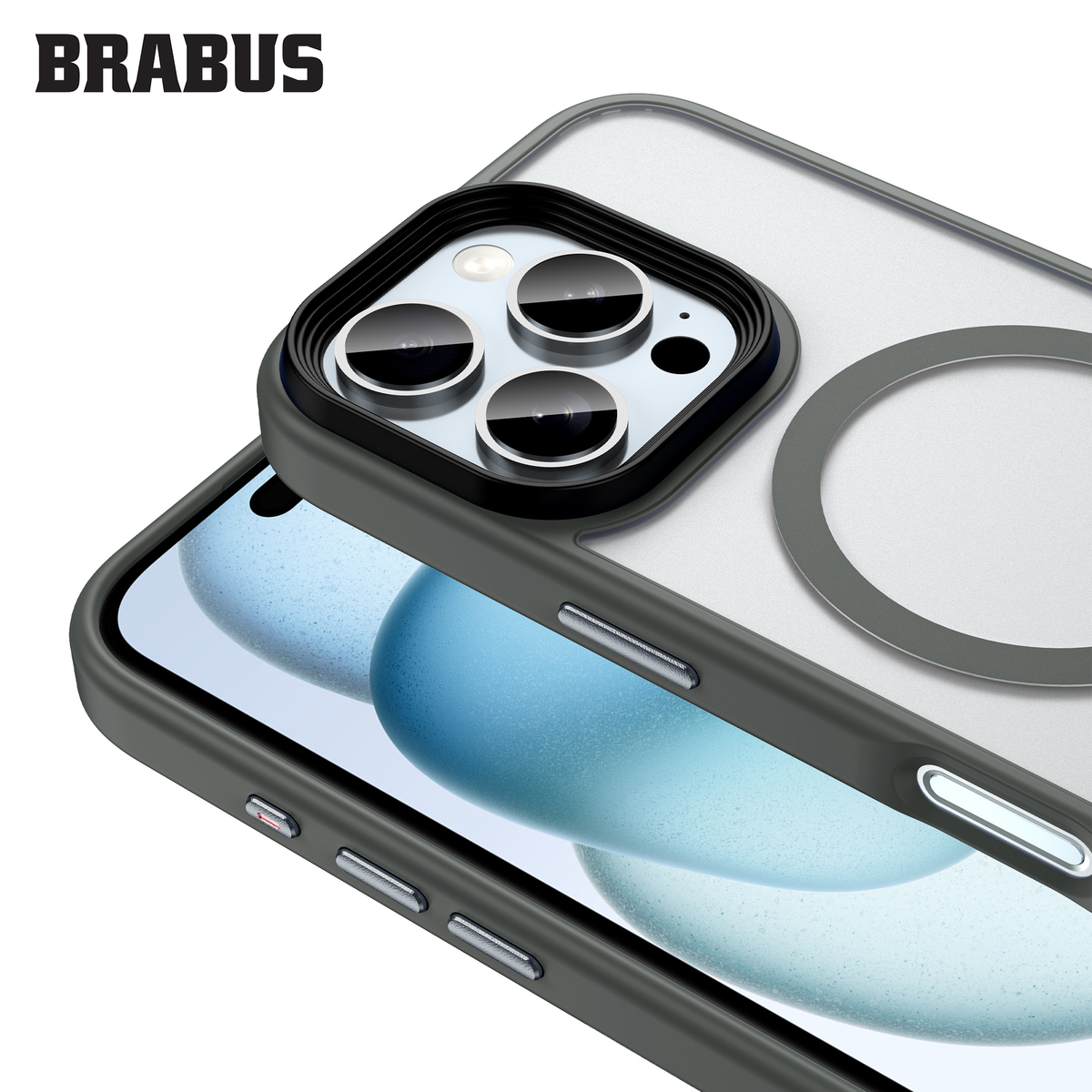 BRABUS Anti-Shock MagSafe-Compatible Soft Edges Frosted Matte Fall Silicone Case for iPhone 16 Pro · 4