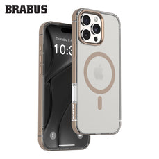 BRABUS iPhone 16 Pro MagSafe-Compatible Clear Frosted Metal Bumper Kenarlı Matte Loft Silicone Case · 1