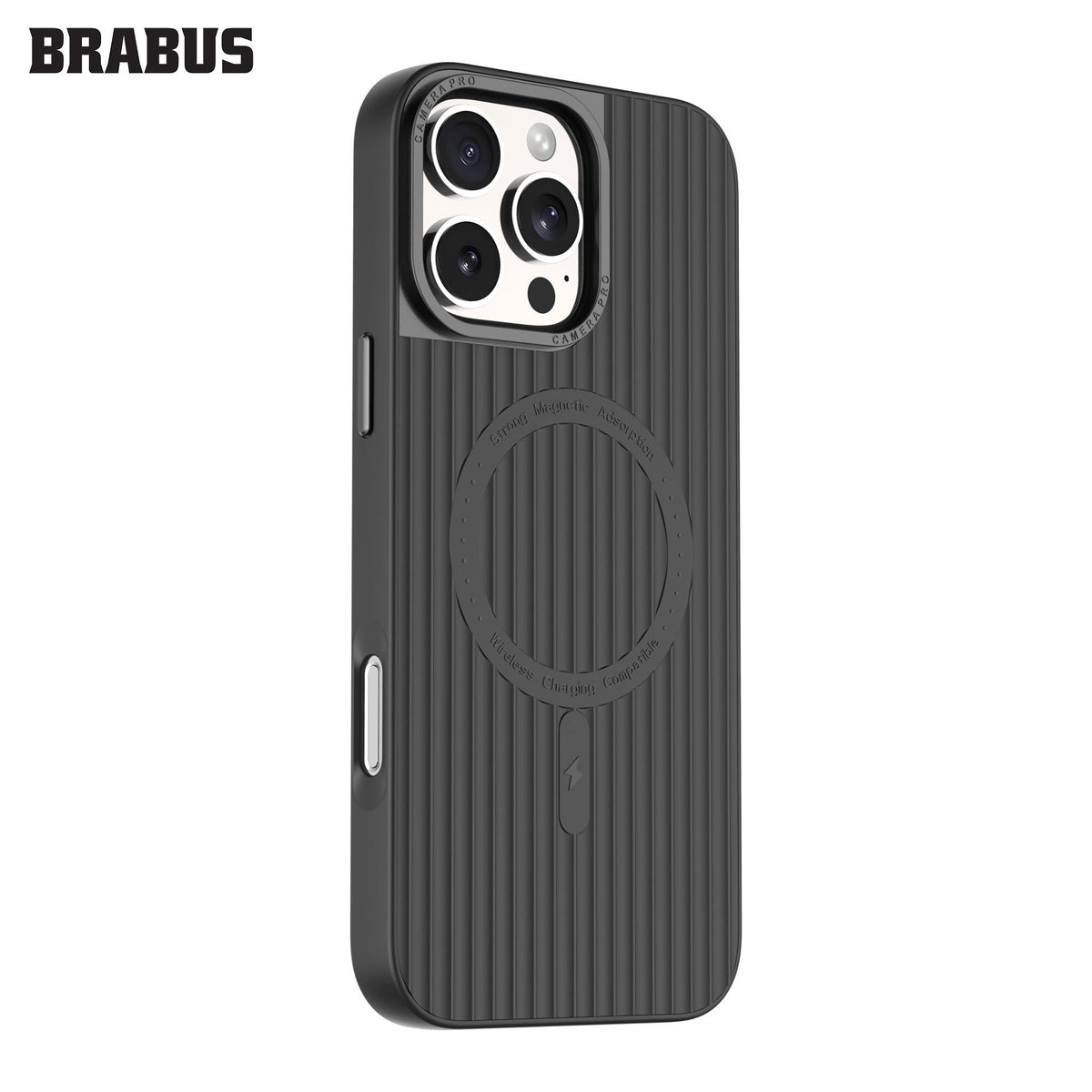 BRABUS iPhone 16 Pro MagSafe-Compatible Ribbedlı Arka Matte Yüzey Velvet-Lined Soft Rio Silicone Case · 4