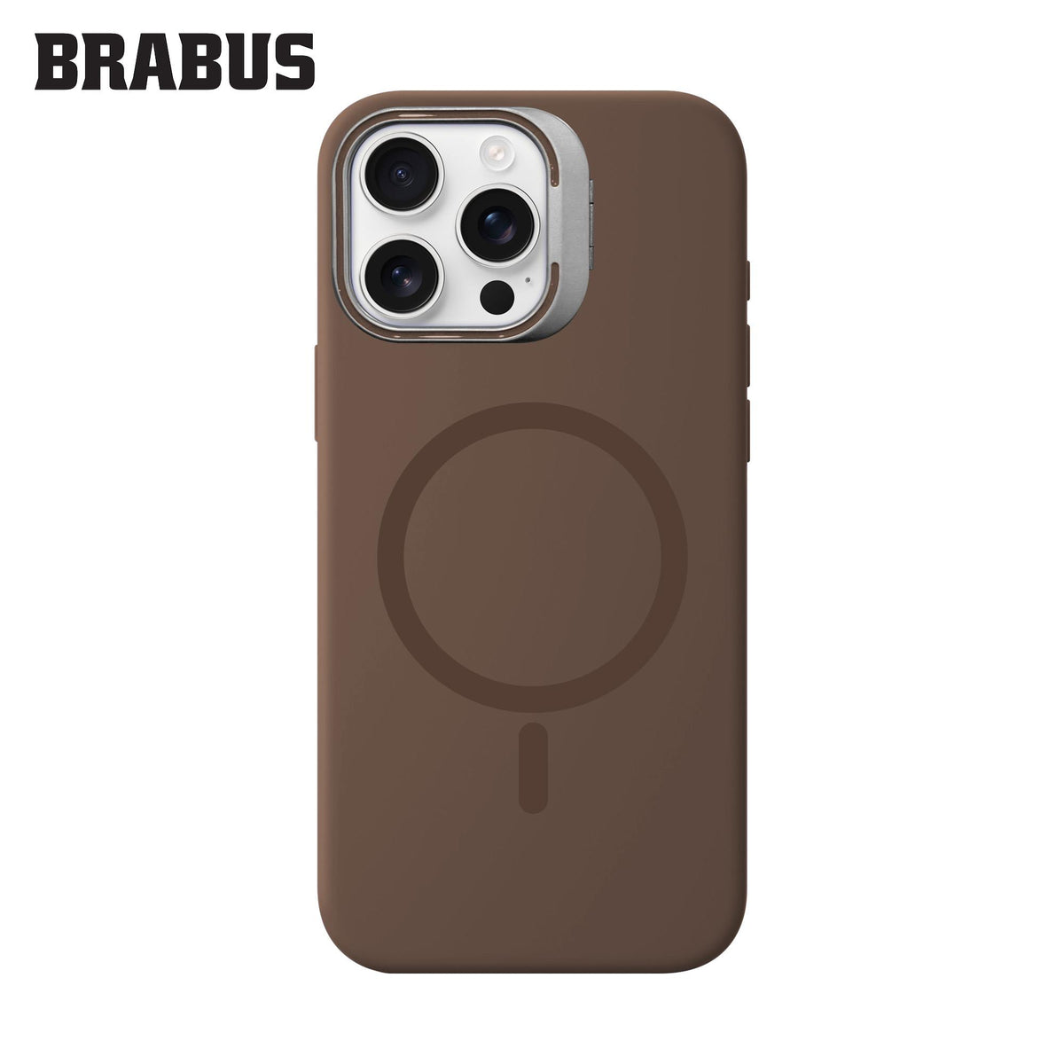 BRABUS iPhone 16 Pro MagSafe-Compatible Metal Kamera Stand Velvet-Lined Silinebilir Matte Soft Jel Work Silicone Case · 1