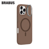 BRABUS iPhone 16 Pro MagSafe-Compatible Metal Kamera Stand Velvet-Lined Silinebilir Matte Soft Jel Work Silicone Case · 3