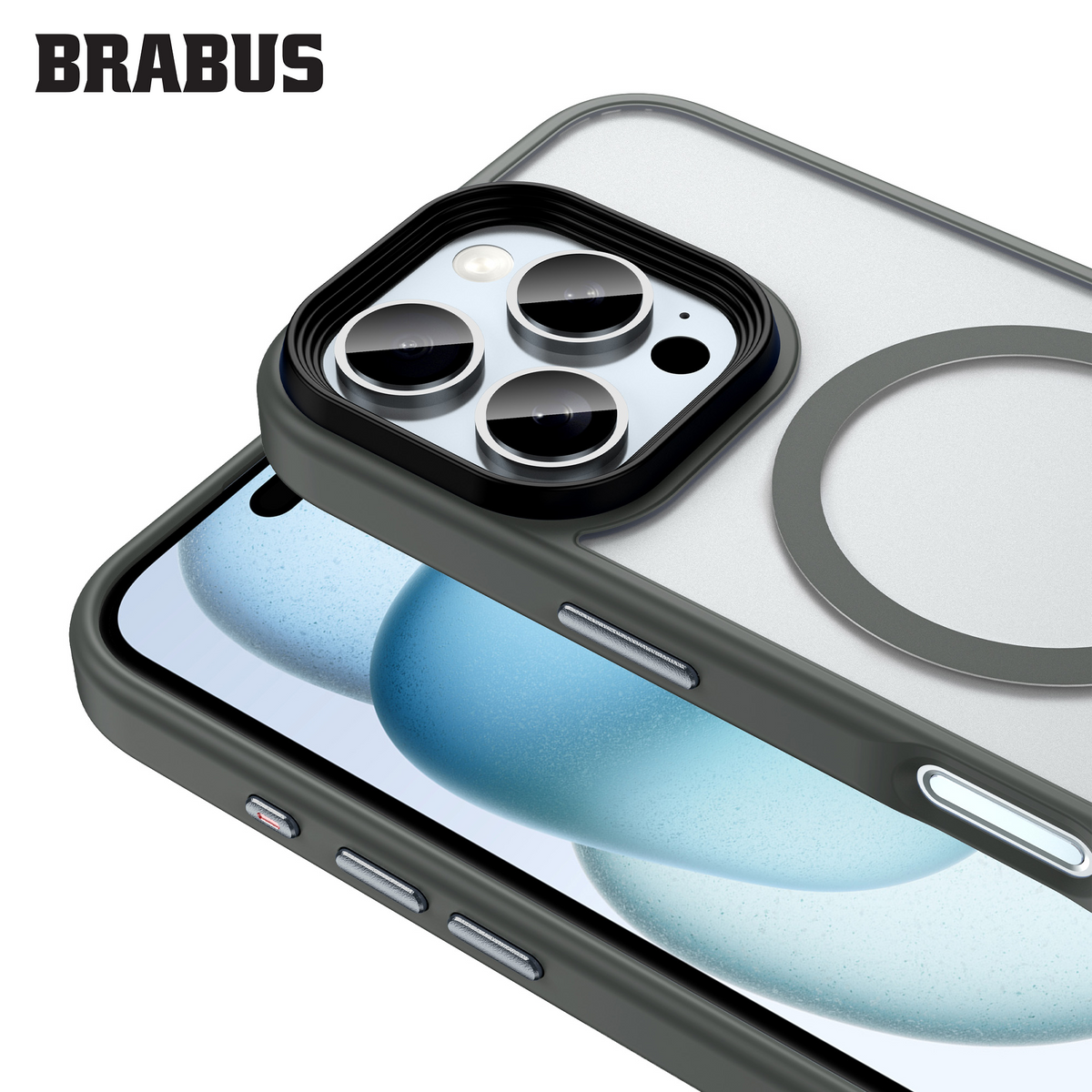 BRABUS Anti-Shock MagSafe-Compatible Soft Edges Frosted Matte Fall Silicone Case for iPhone 16 Pro Max · 4