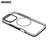 BRABUS iPhone 16 Pro Max Çift Parça Kilitleme Mekanizmalı Kenarları Colored Metal Arkası Clear Silicone Tyga Case · 2
