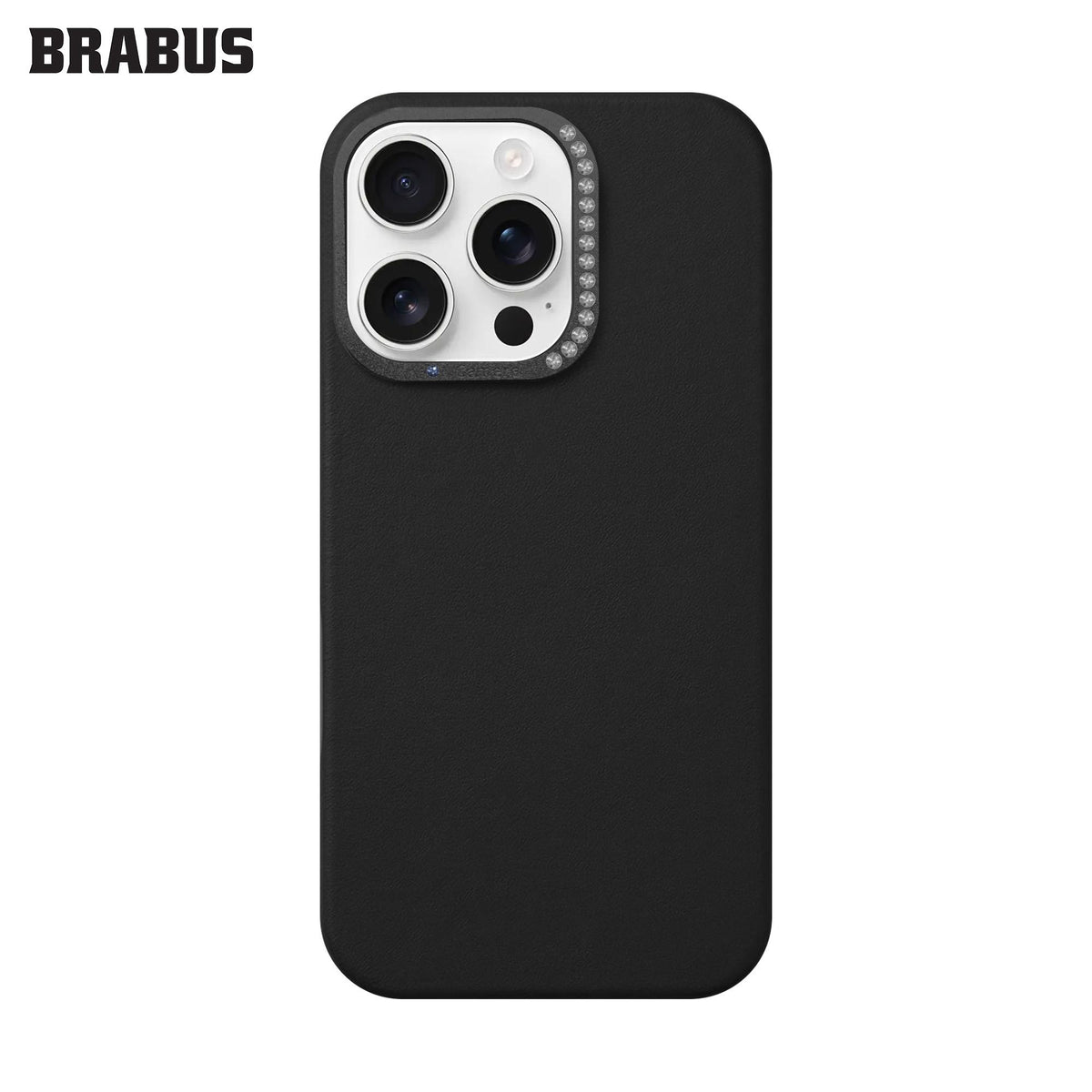 BRABUS iPhone 16 Pro Max Hidden MagSafe-Compatible Velvet-Lined Deri Görünümlü Kamera Kısmı Rhinestone Silicone Pearl Case · 2