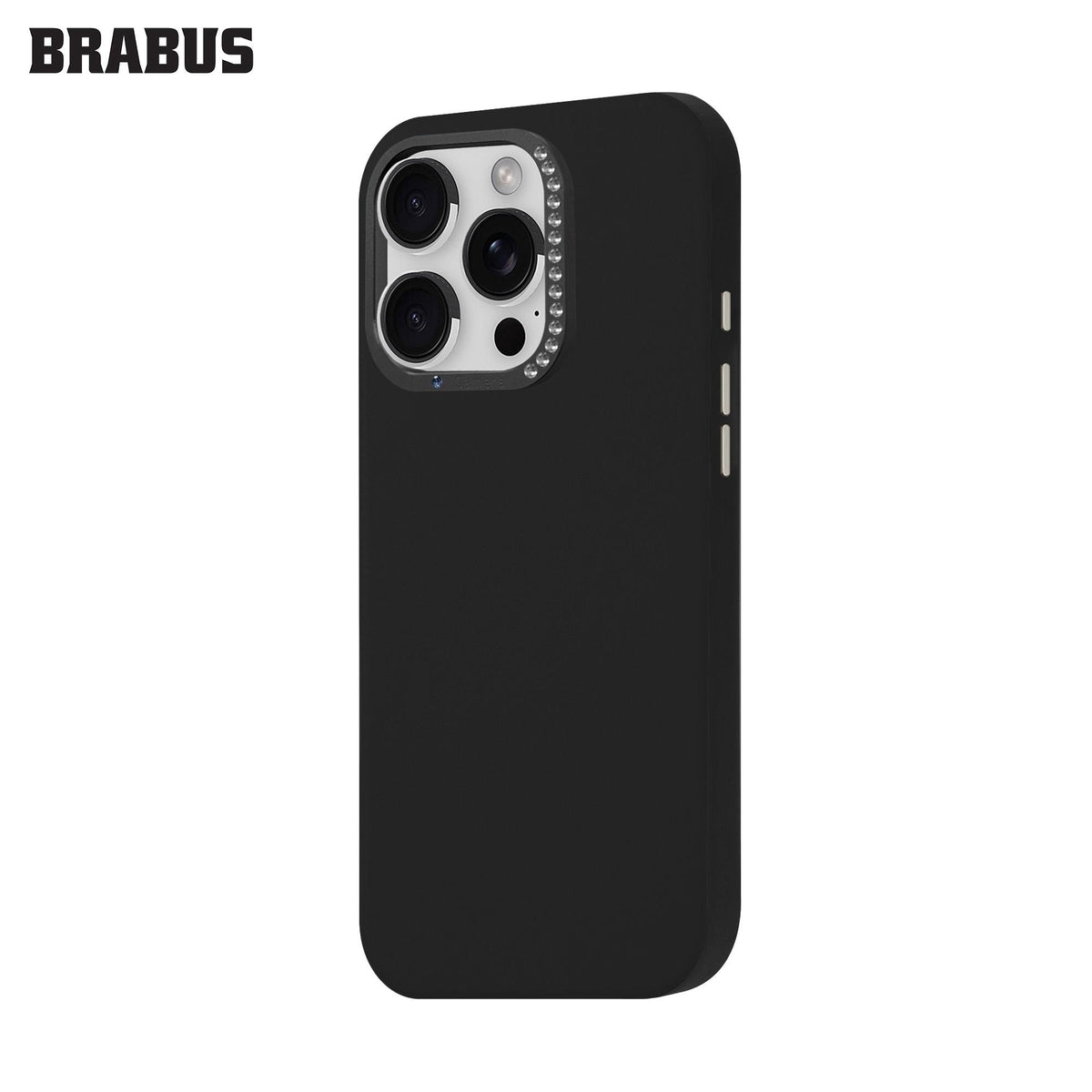 BRABUS iPhone 16 Pro Max Hidden MagSafe-Compatible Velvet-Lined Deri Görünümlü Kamera Kısmı Rhinestone Silicone Pearl Case · 4