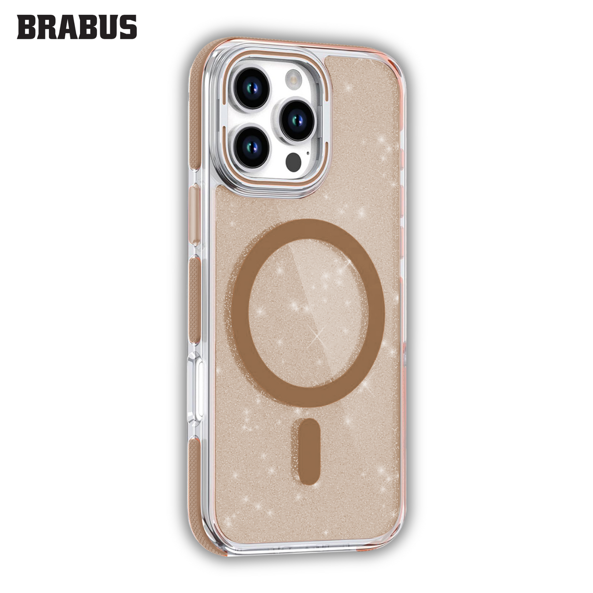 BRABUS iPhone 16 Pro Max MagSafe Lens Koruma Glitter Kenar Koruma Katmanlı Ashley Silicone Case · 2