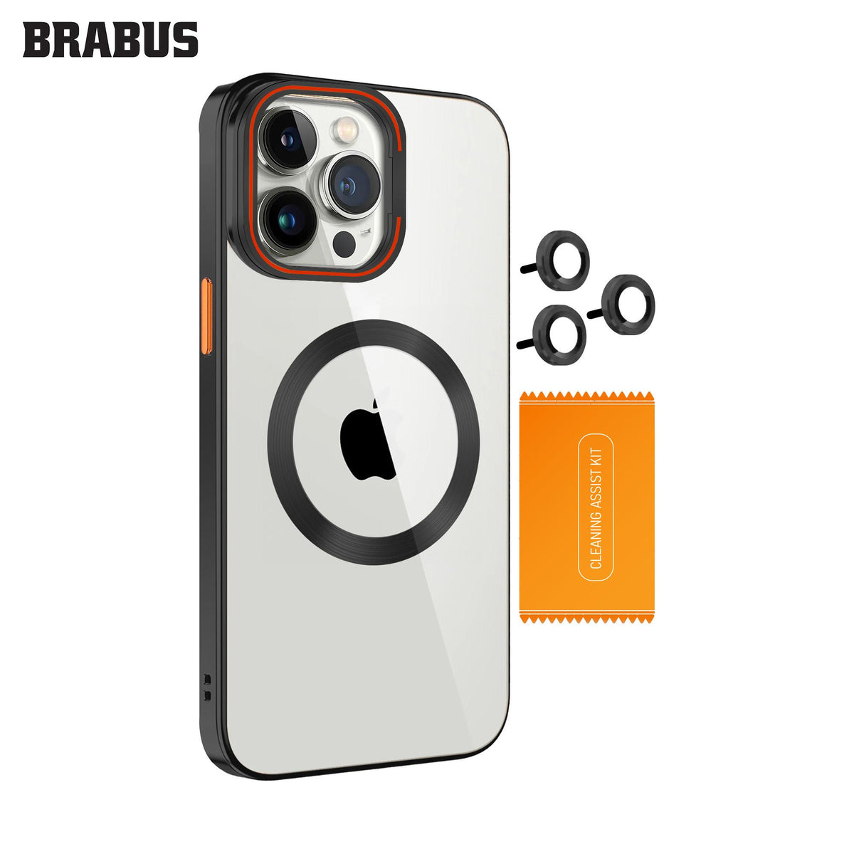 BRABUS iPhone 16 Pro Max MagSafe Metal Stand Colored Lazer Clear Lens Koruyuculu Slim Wing Silicone Case · 2
