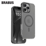 BRABUS iPhone 16 Pro Max MagSafe-Compatible Clear Frosted Metal Bumper Kenarlı Matte Loft Silicone Case · 2