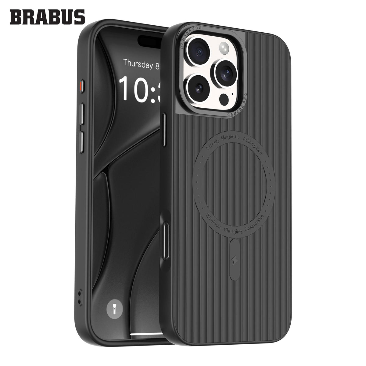 BRABUS iPhone 16 Pro Max MagSafe-Compatible Ribbedlı Arka Matte Yüzey Velvet-Lined Soft Rio Silicone Case · 1
