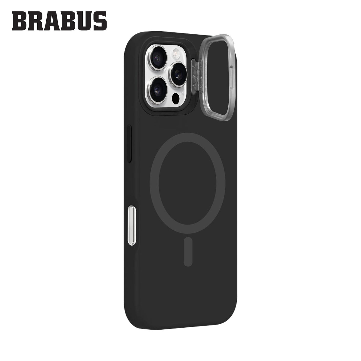 BRABUS iPhone 16 Pro Max MagSafe-Compatible Metal Kamera Stand Velvet-Lined Silinebilir Matte Soft Jel Work Silicone Case · 4