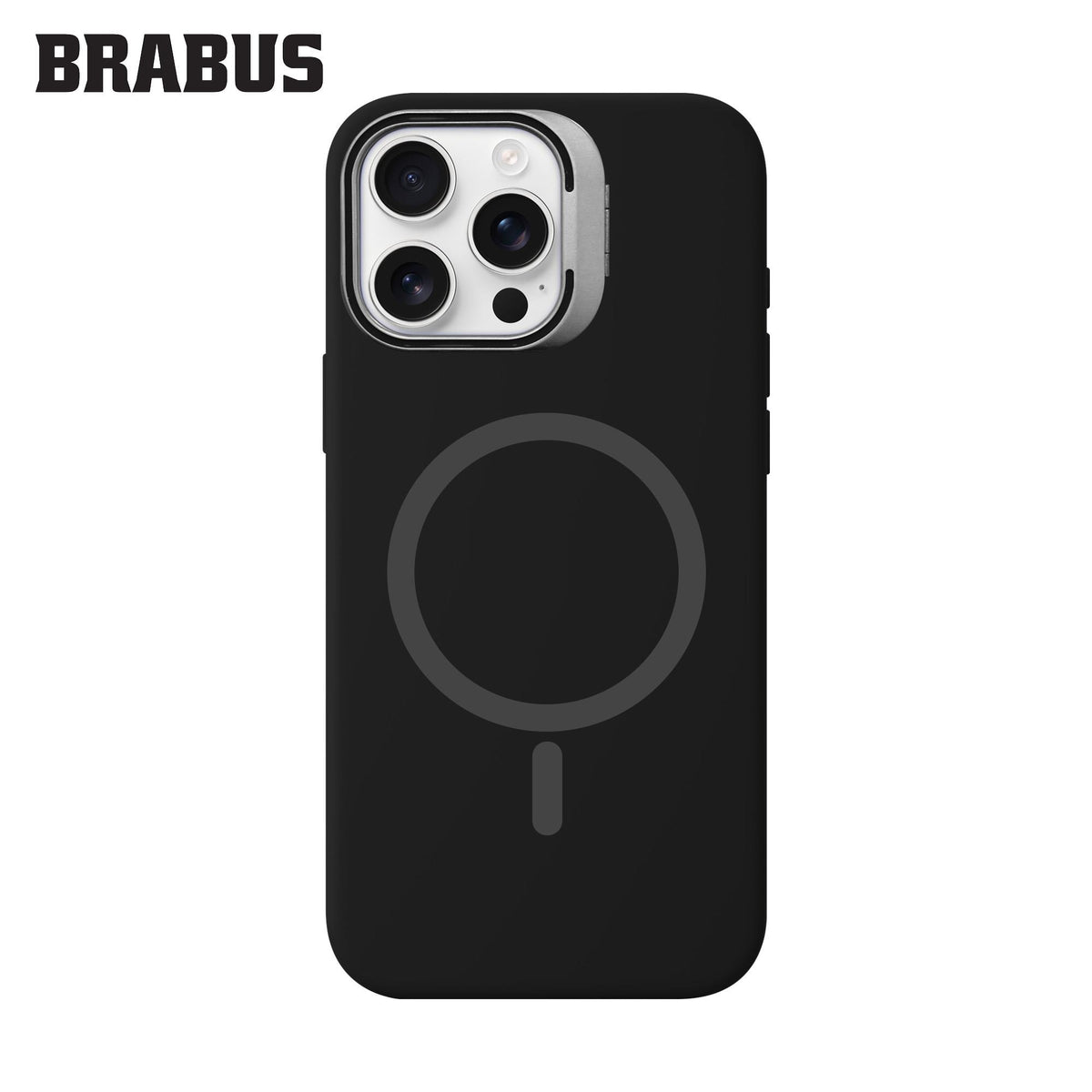 BRABUS iPhone 16 Pro Max MagSafe-Compatible Metal Kamera Stand Velvet-Lined Silinebilir Matte Soft Jel Work Silicone Case · 2