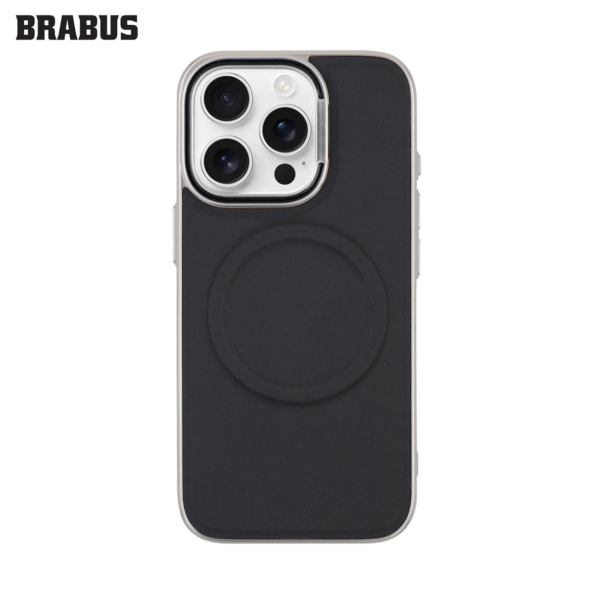 BRABUS iPhone 16 Pro Max Faux Leather MagSafe-Compatible Metal Camera Protection Stand Hard-Shell Ping Case · 1