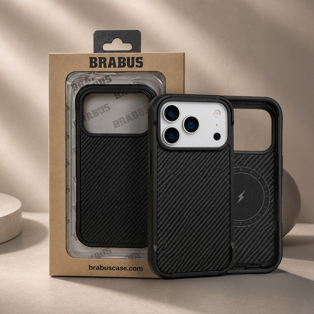 BRABUS MagSafe-Compatible Orijinal Fiber-Covered Fiber Phone Case for iPhone 17 · 2