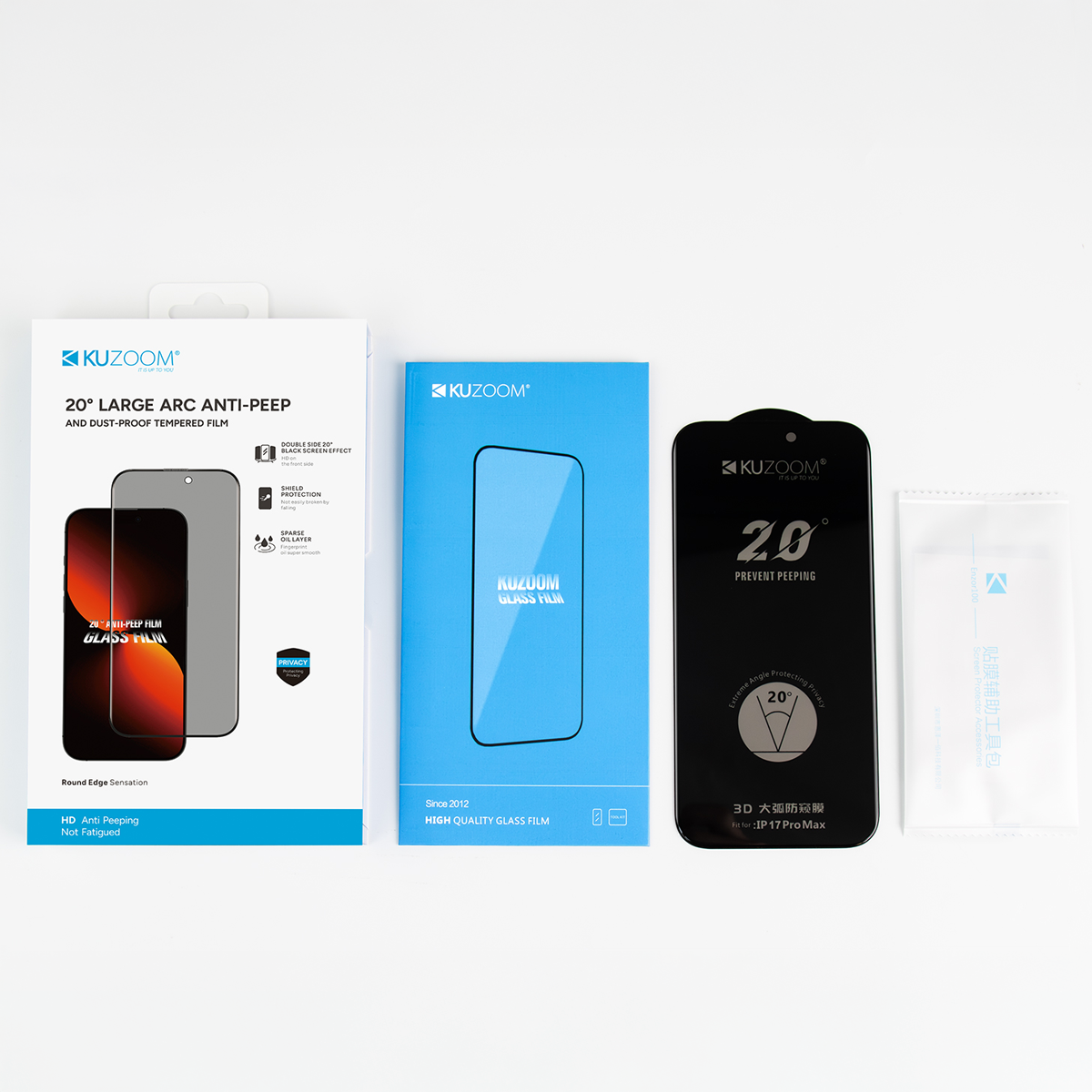 KUZOOM Tempered Privacy Glass Screen Protector for iPhone 16 Pro · 5