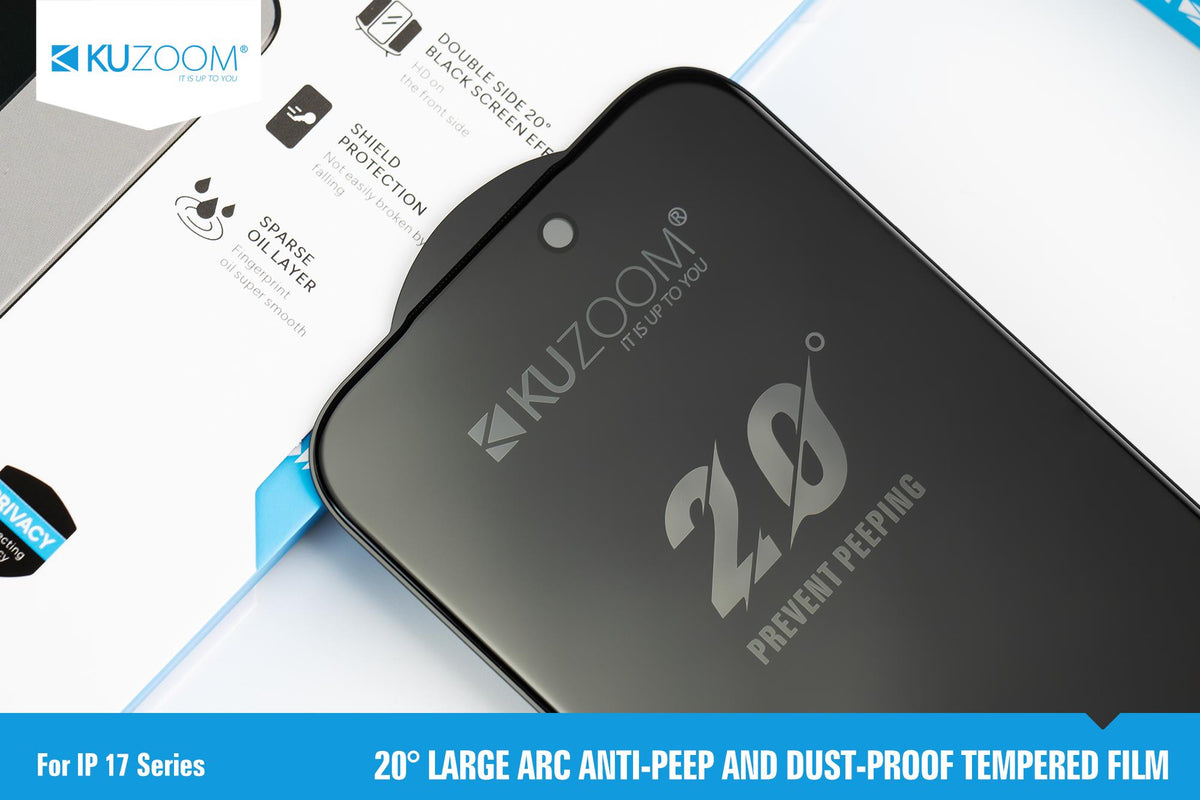 KUZOOM Tempered Privacy Screen Protector for iPhone 17 Pro · 6