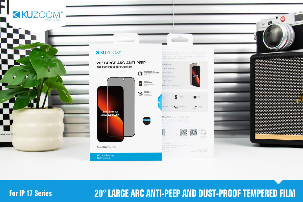 KUZOOM Tempered Privacy Screen Protector for iPhone 17 Pro · 1