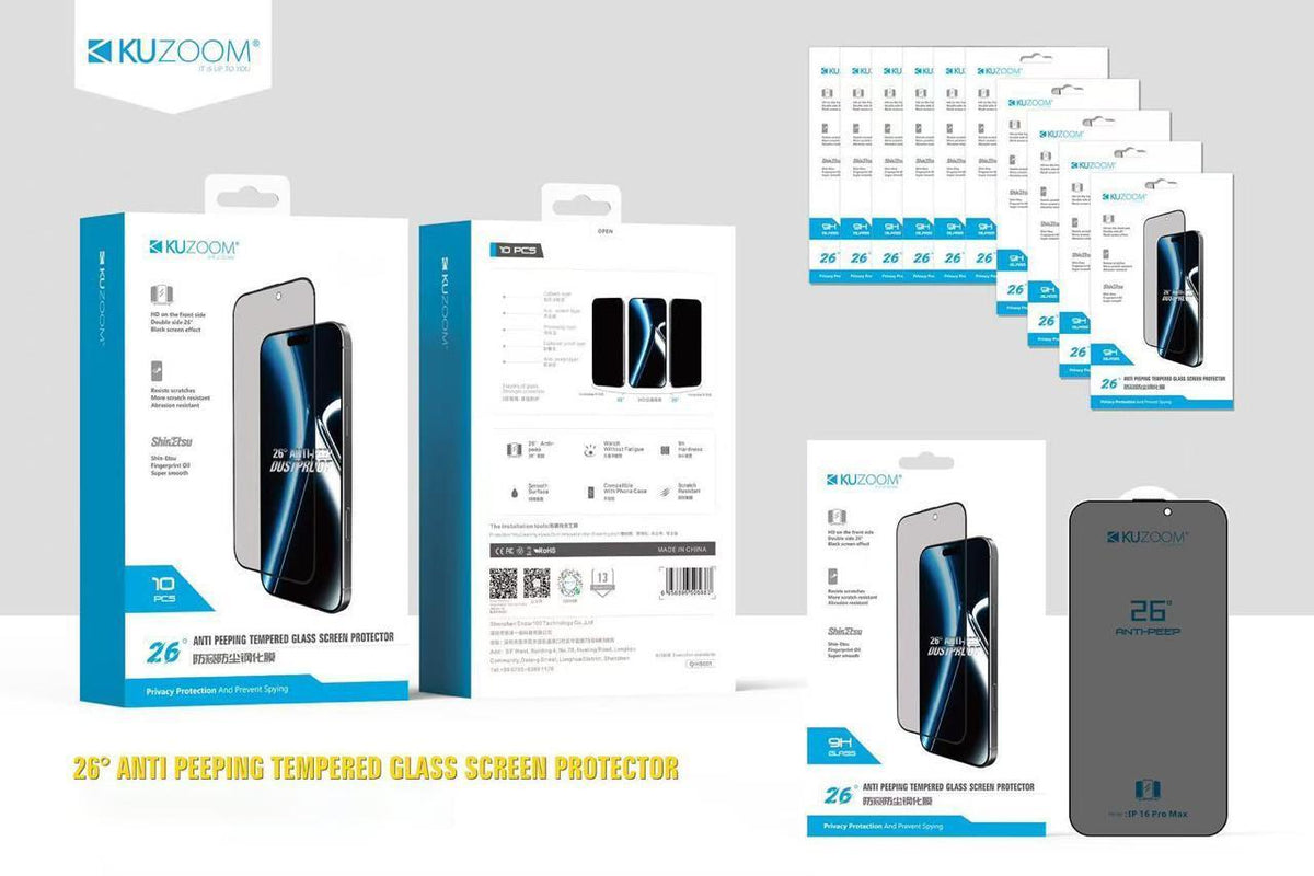 KUZOOM Tempered Privacy Glass Screen Protector for iPhone 16 Pro Max · 2