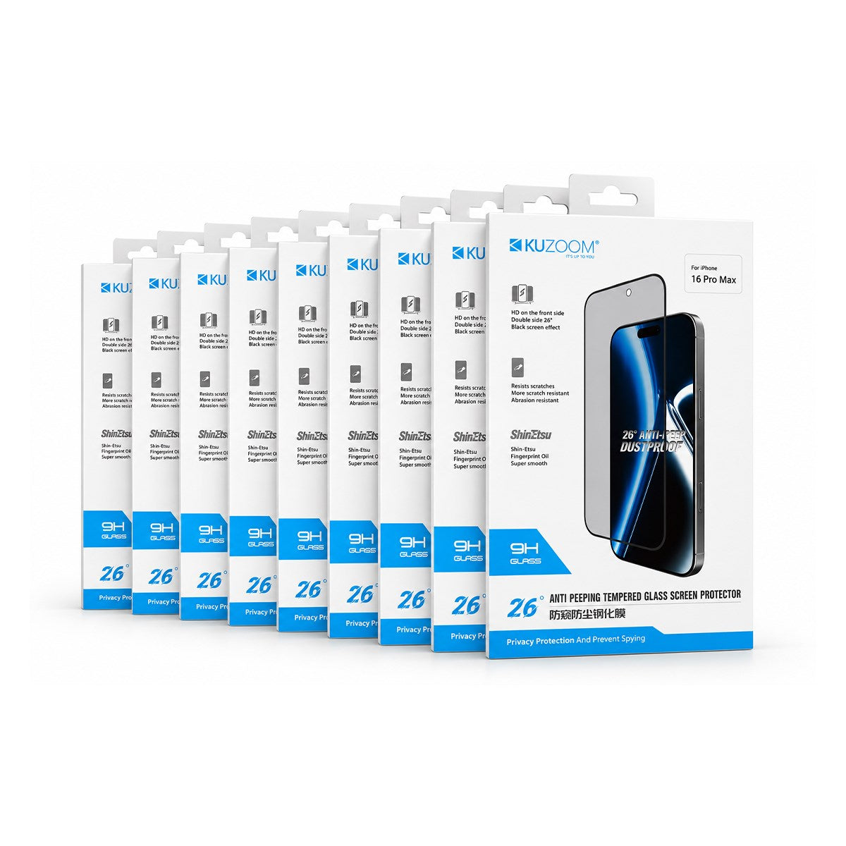 KUZOOM Tempered Privacy Glass Screen Protector for iPhone 18 Pro Max · 3