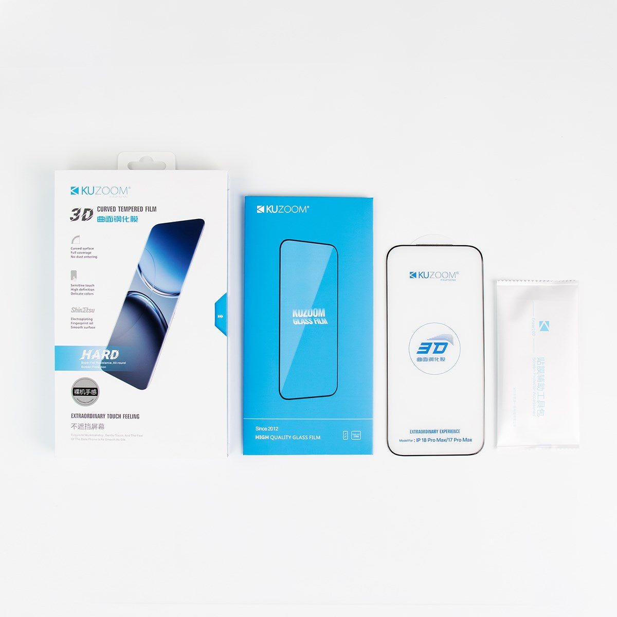 KUZOOM Tempered Curved Glass Screen Protector for iPhone 18 Pro · 3