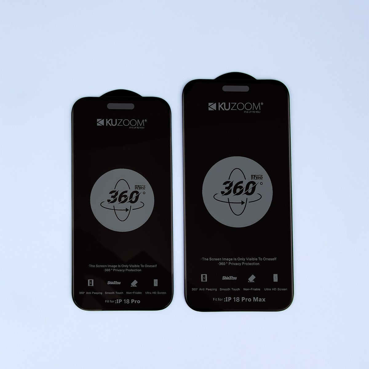 KUZOOM 360° Anti-Peep Full Screen Tempered Privacy Glass Screen Protector for iPhone 16 Pro / iPhone 17 · 3