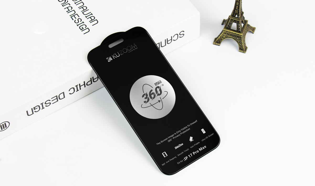KUZOOM 360° Anti-Peep Full Screen Tempered Privacy Glass Screen Protector for iPhone 16 Pro Max · 6