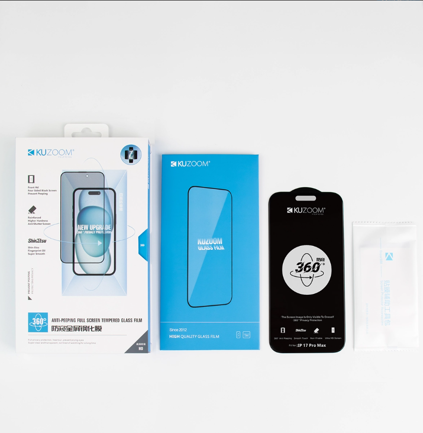 KUZOOM 360° Anti-Peep Full Screen Tempered Privacy Glass Screen Protector for iPhone 16 / iPhone 15 / iPhone 14 Pro · 2