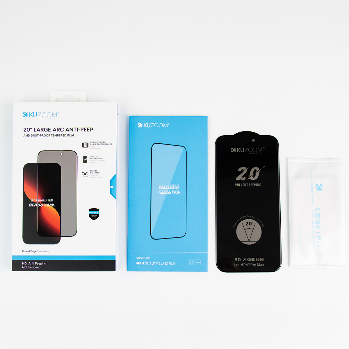 KUZOOM 360° Anti-Peep Full Screen Tempered Privacy Glass Screen Protector for iPhone 17 Air · 6