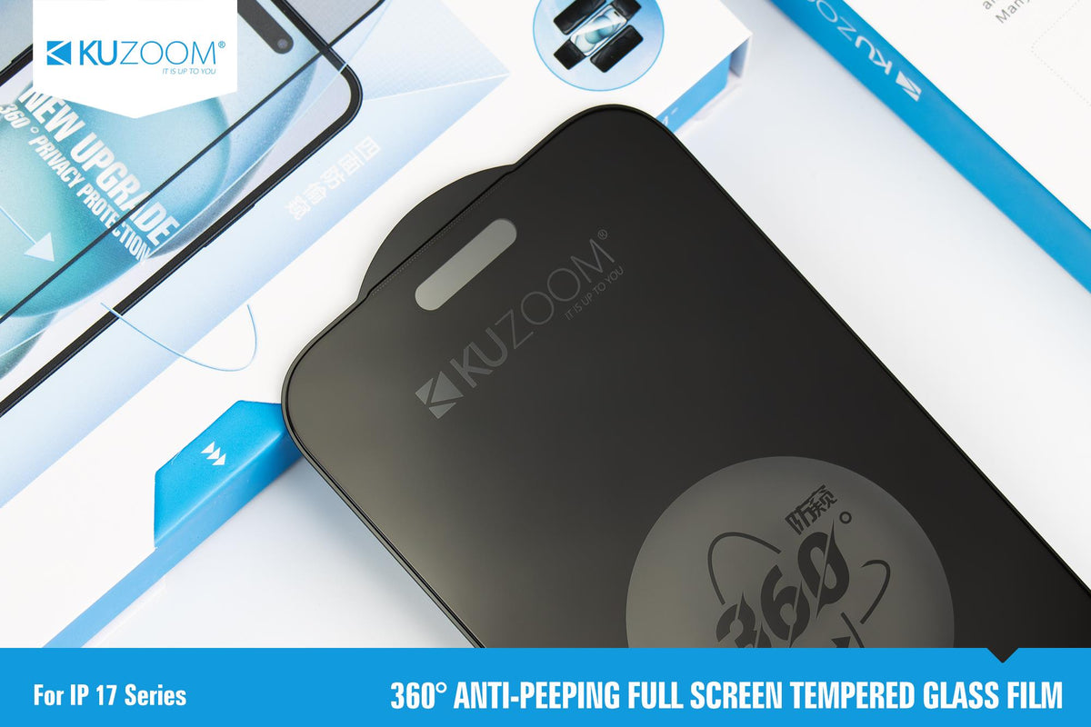 KUZOOM 360° Anti-Peep Full Screen Tempered Privacy Glass Screen Protector for iPhone 17 · 5