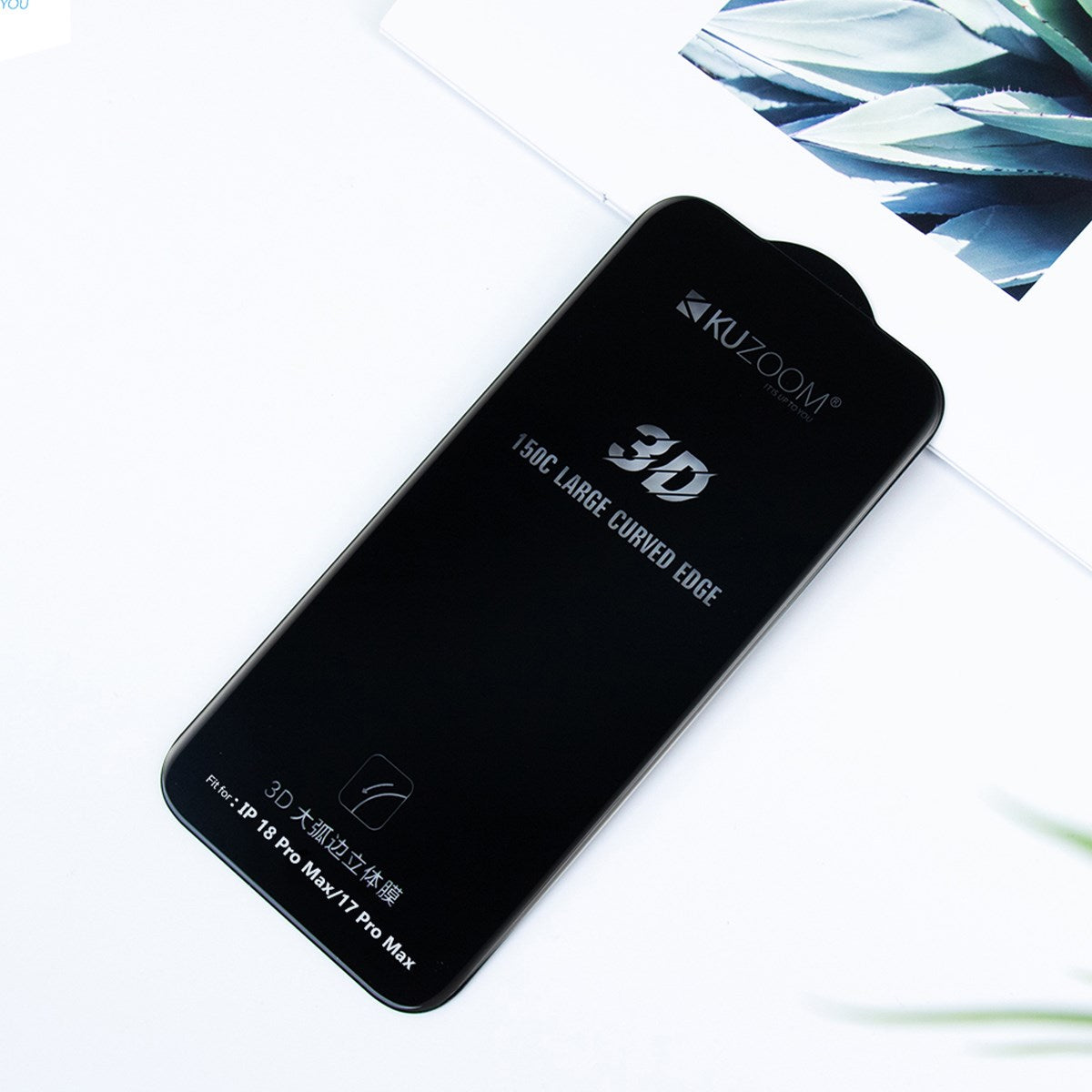 KUZOOM 3D Large Curved Fingerprint-Resistant Glass Screen Protector for iPhone 14 Pro max / iPhone 15 Plus / iPhone 16 Plus · 3