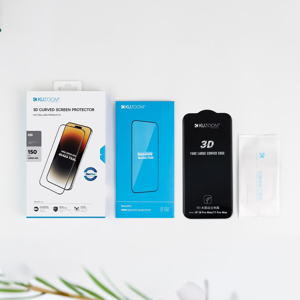 KUZOOM 3D Large Curved Fingerprint-Resistant Glass Screen Protector for iPhone 14 Pro max / iPhone 15 Plus / iPhone 16 Plus · 1