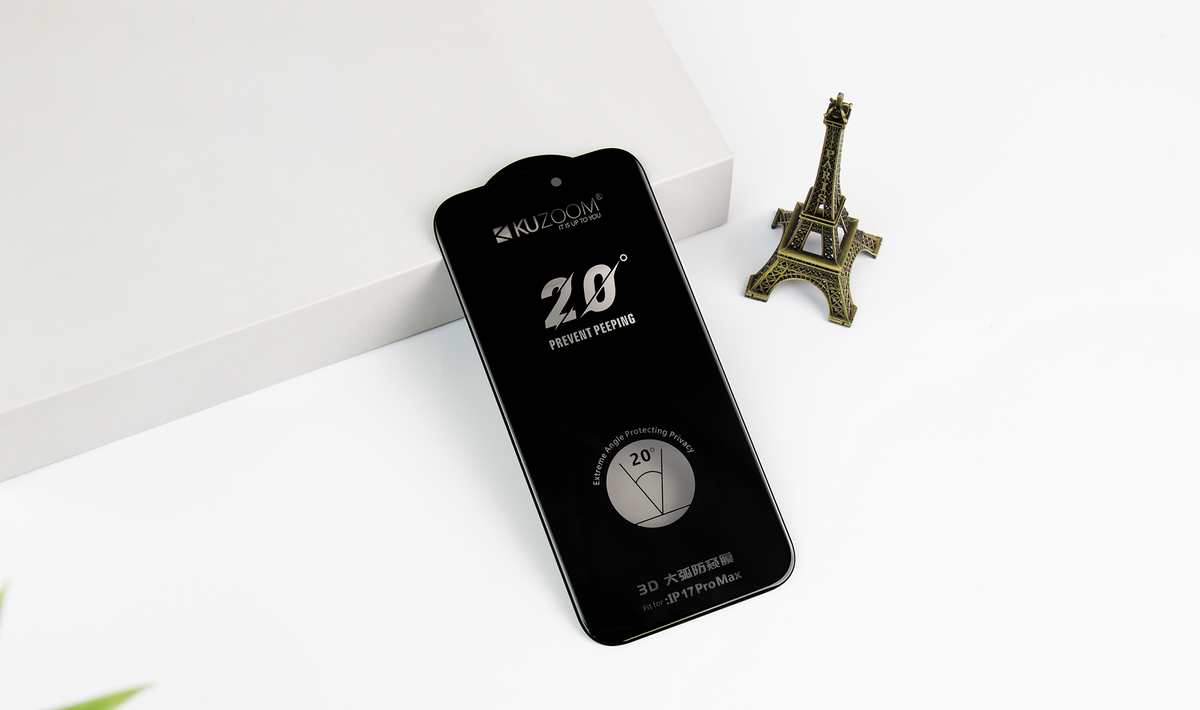 KUZOOM Anti-Peep Privacy Screen Fingerprint-Resistant Glass Screen Protector for iPhone 15 Pro Max · 5