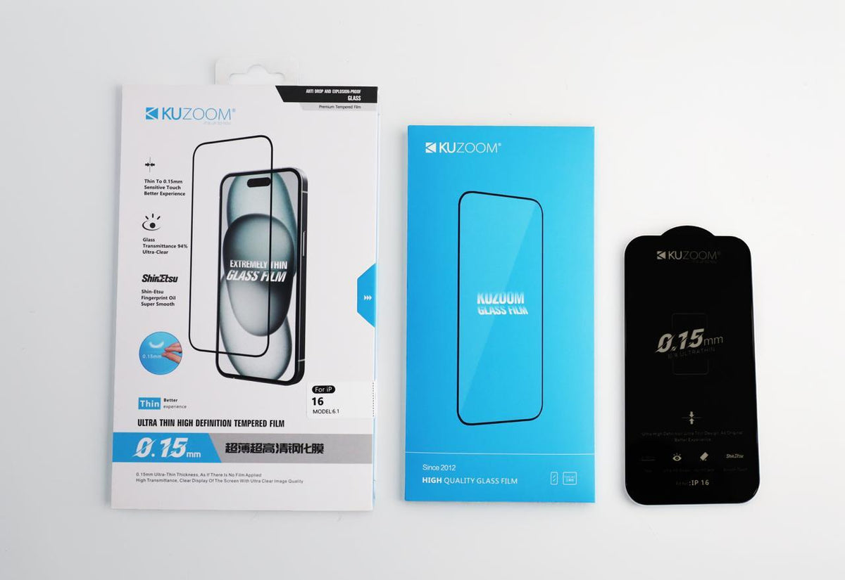 KUZOOM 0,15mm Ultra Thin Fingerprint-Resistant Glass Screen Protector for iPhone 16 · 1