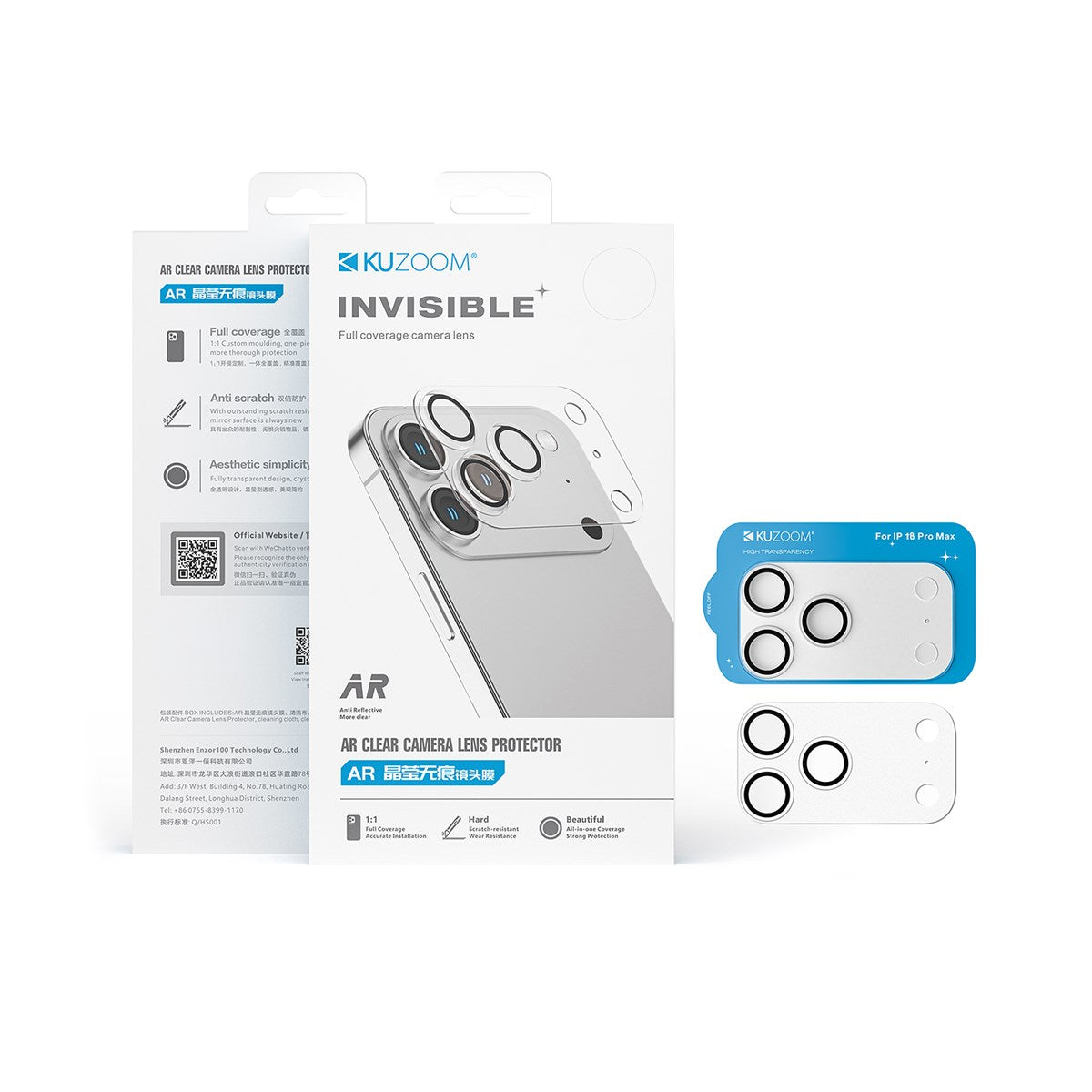 KUZOOM AR Clear Camera Lens Protector for iPhone 16 Pro / iPhone 16 Pro Max · 1
