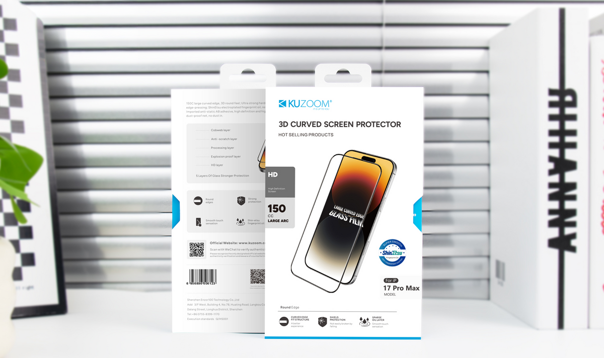 KUZOOM 3D Large Curved Fingerprint-Resistant Glass Screen Protector for iPhone 16 Pro · 1
