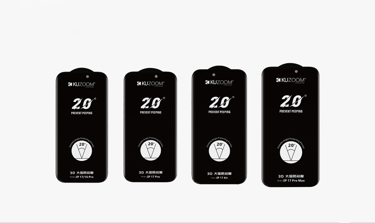 KUZOOM Anti-Peep Privacy Screen Fingerprint-Resistant Glass Screen Protector for iPhone 16 / iPhone 15 / iPhone 14 Pro · 3