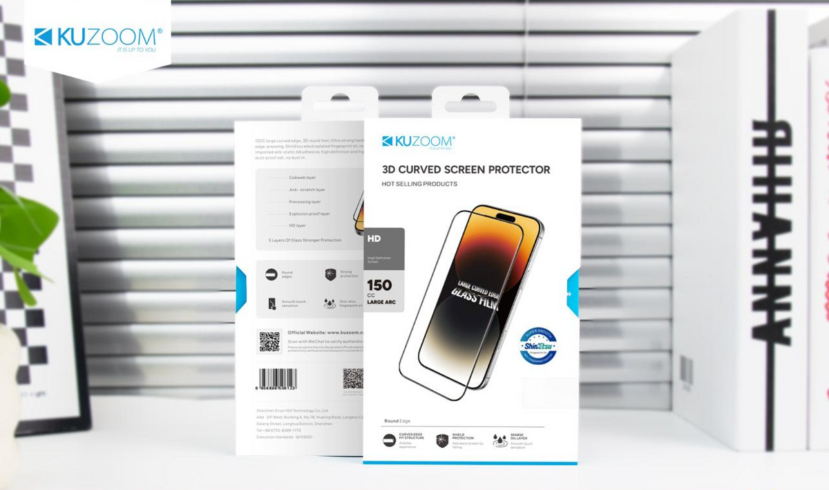 KUZOOM 3D Curved Fingerprint-Resistant Glass Screen Protector for iPhone 17e / iPhone 16e / iPhone 14 / iPhone 13 / iPhone 13 Pro · 1