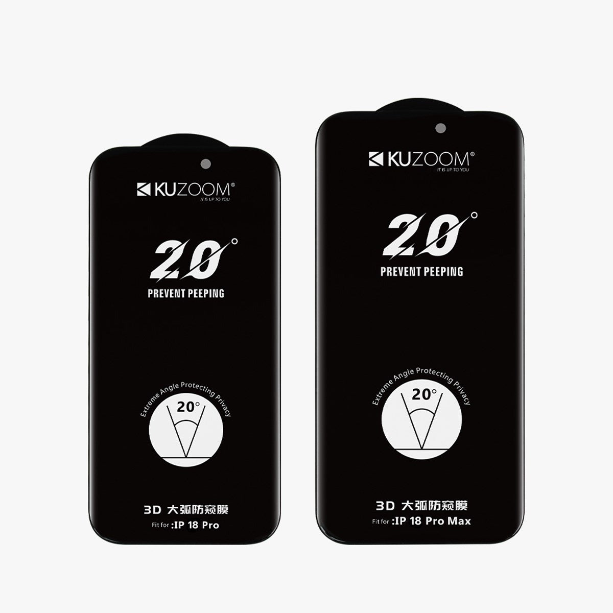 KUZOOM Anti-Peep Privacy Screen Fingerprint-Resistant Glass Screen Protector for iPhone 18 Pro · 2
