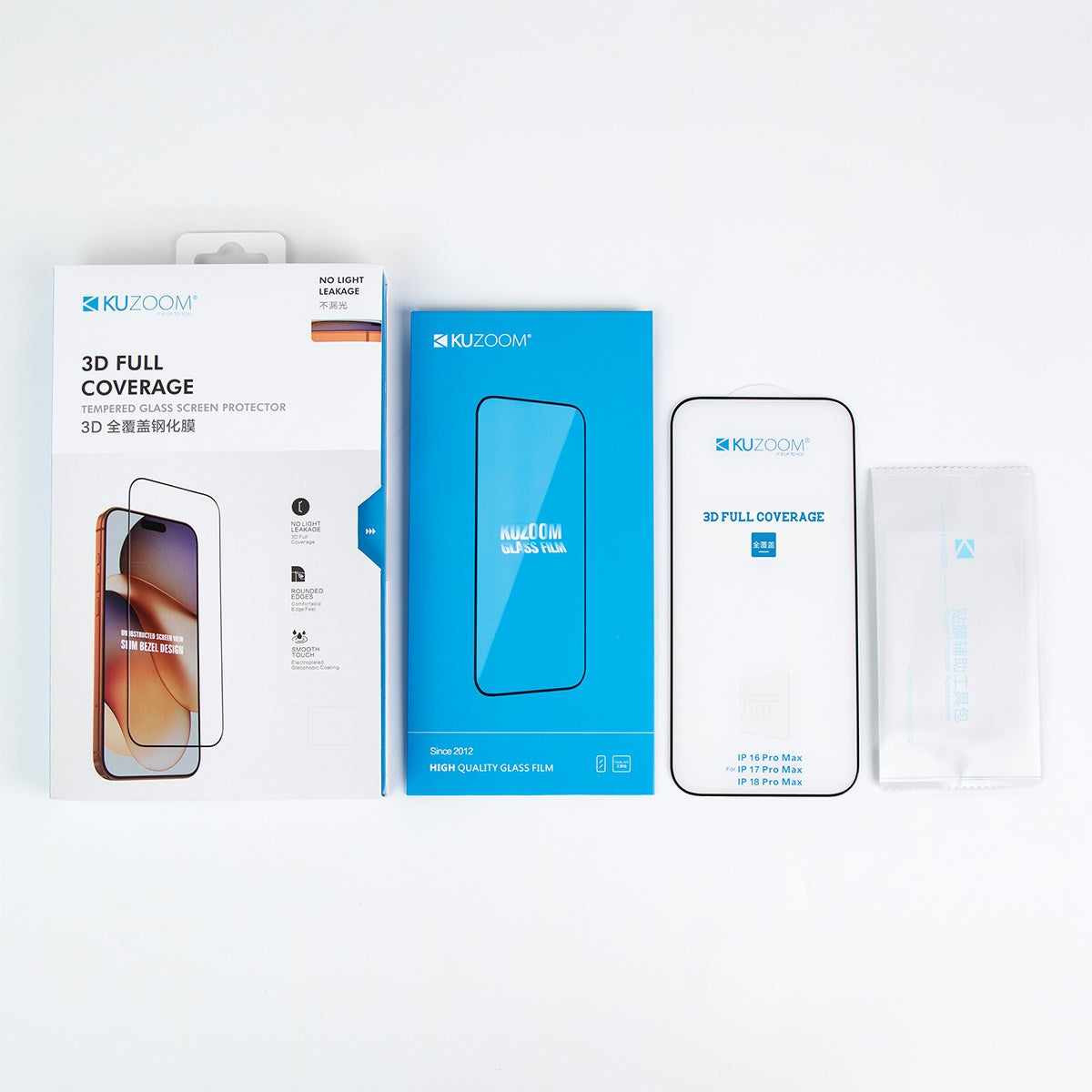 KUZOOM 3D Full Coverage Glass Screen Protector for iPhone 18 Pro Max · 3