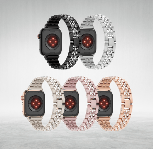 MOPAL Apple Watch Compatible 42 44 45 49 mm Diamond Iron Watch Band · 1