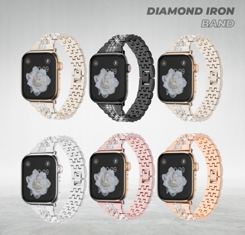 MOPAL Apple Watch Compatible 42 44 45 49 mm Diamond Iron Watch Band · 2