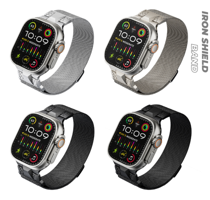 MOPAL Apple Watch Compatible 42 44 45 49 mm Patterned Iron Shield Metal Watch Band · 1