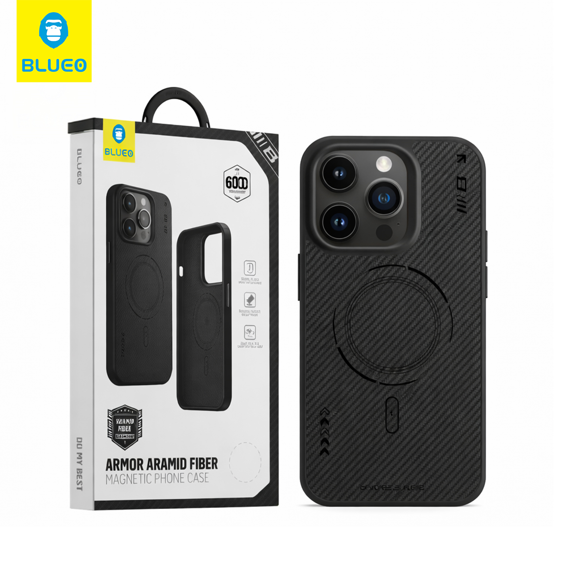BLUEO Max Bi-texture Magnetic 600d Armor Aramid Fiber Phone Case for iPhone 14 Pro Max · 1