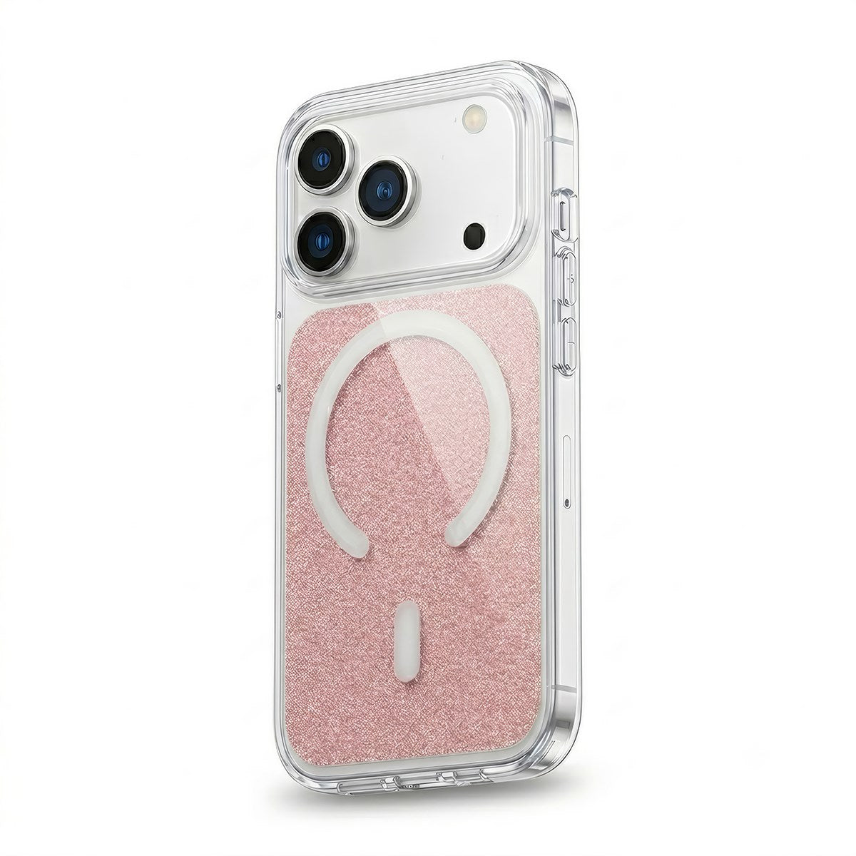 MOPAL MagSafe-Compatible Clear Glitter Detail Boxed Metal Buttons Sim Phone Case for iPhone 15 · 3