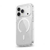 MOPAL MagSafe-Compatible Clear Glitter Detail Boxed Metal Buttons Sim Phone Case for iPhone 15 · 2