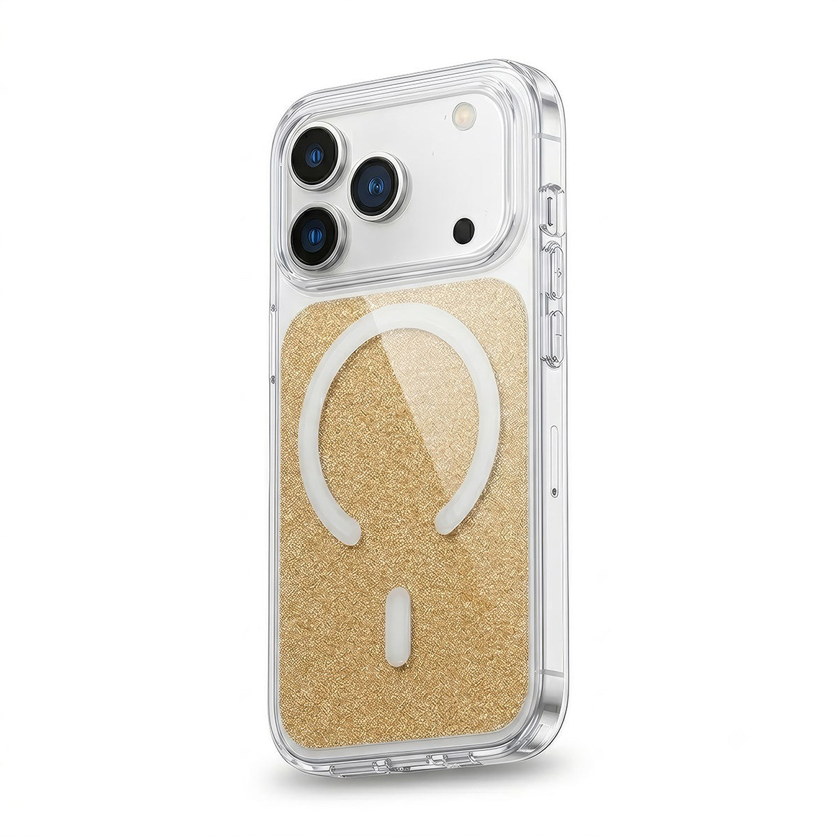 MOPAL MagSafe-Compatible Clear Glitter Detail Boxed Metal Buttons Sim Phone Case for iPhone 15 · 4