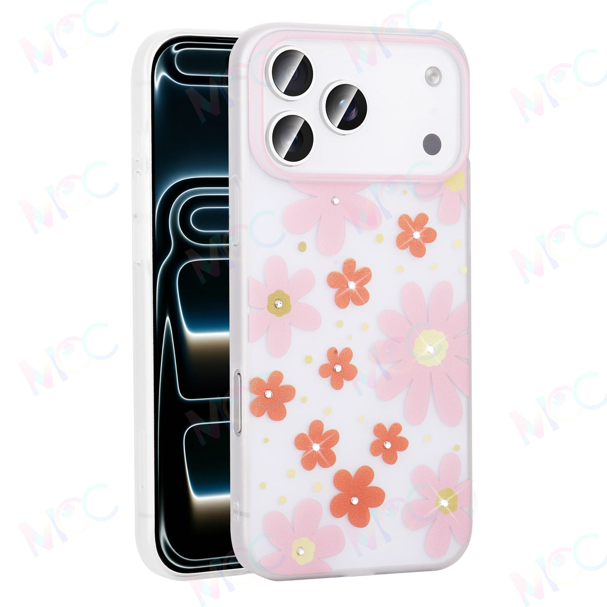 MOPAL Rhinestone Patterned Matte Yaz Silicone Phone Case for iPhone 15 · 7