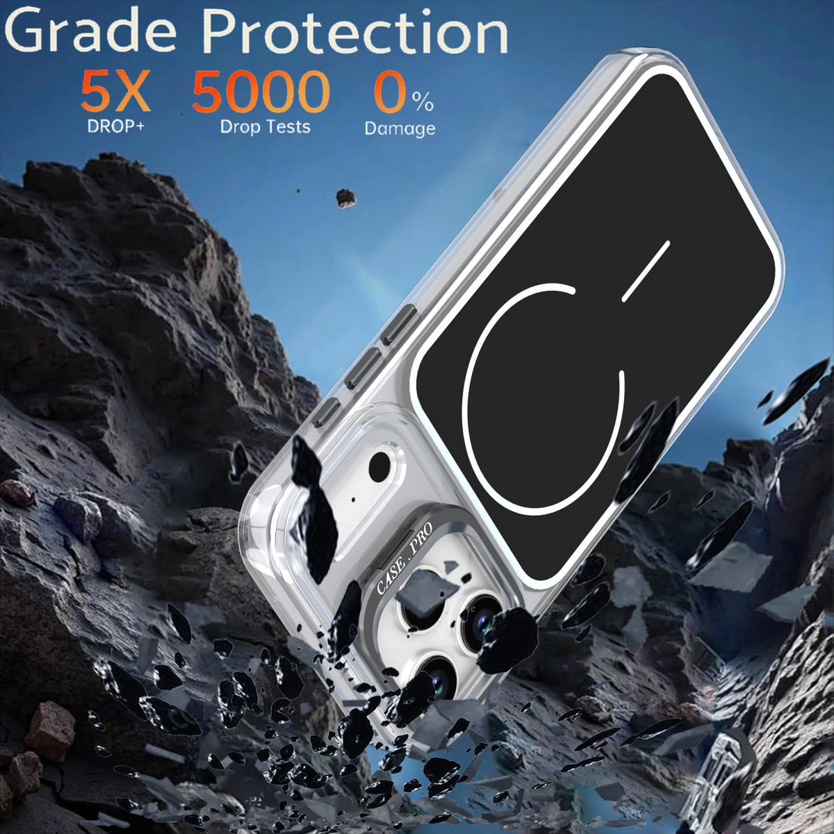 MOPAL MagSafe-Compatible Stand Plastic Edges Fin Silicone Case for iPhone 16 Pro Max · 8